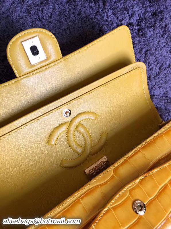 Good Product Chanel Classic Flap Bag Original Alligator & Gold-Tone Metal A01112 lemon