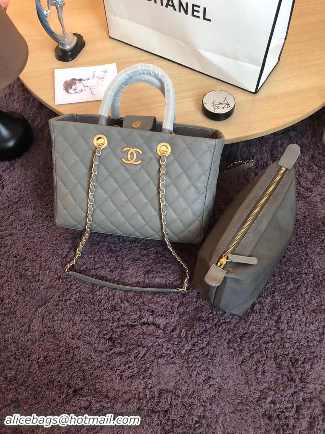 Top Quality Chanel large shopping bag Calfskin & Gold-Tone Metal A57974 grey