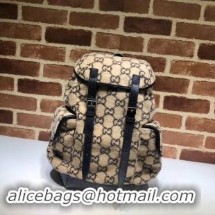 Elegant Gucci Small GG wool backpack 598184 Black mesh back