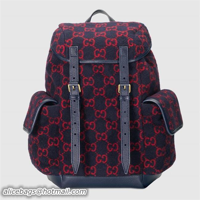 Luxury Gucci Small GG wool backpack 598184 blue