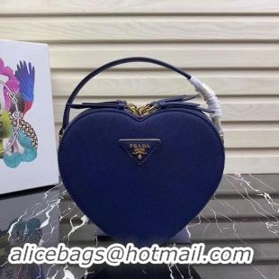 Luxury Prada Saffiano Original Leather Tote Heart Bag 1BH144 Blue