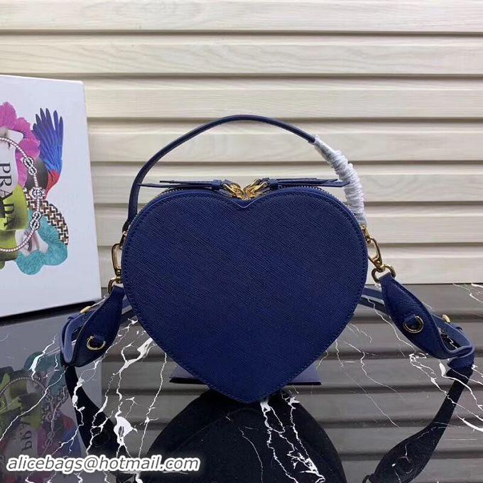 Luxury Prada Saffiano Original Leather Tote Heart Bag 1BH144 Blue