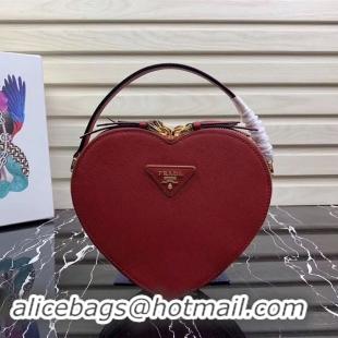 Best Quality Prada Saffiano Original Leather Tote Heart Bag 1BH144 Red