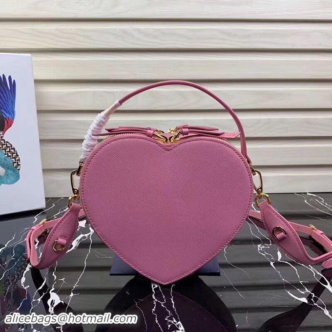 Fashion Prada Saffiano Original Leather Tote Heart Bag 1BH144 Rose