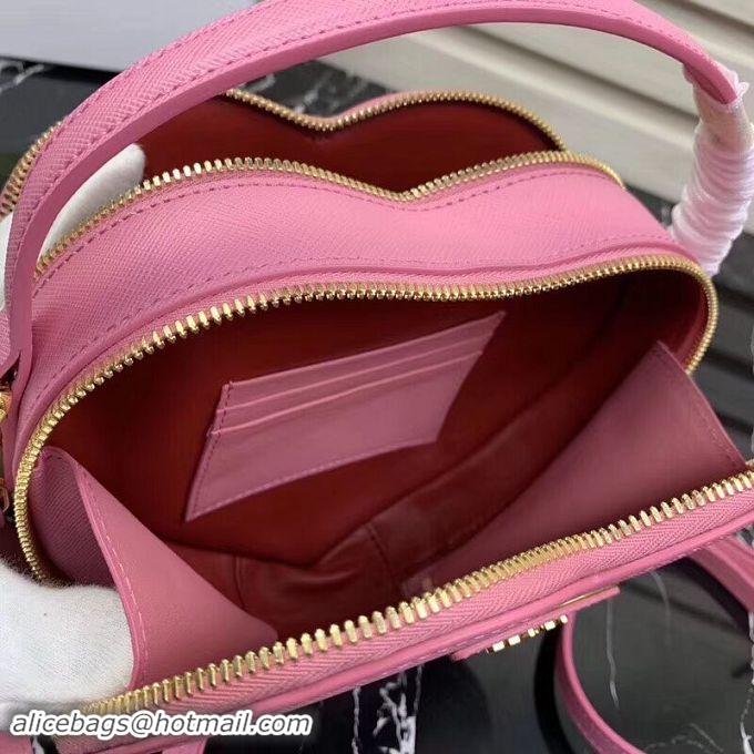 Fashion Prada Saffiano Original Leather Tote Heart Bag 1BH144 Rose