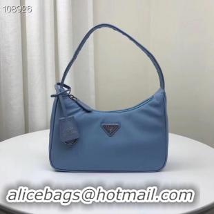 Top Design Prada Nylon tote bag 1NE515 light blue