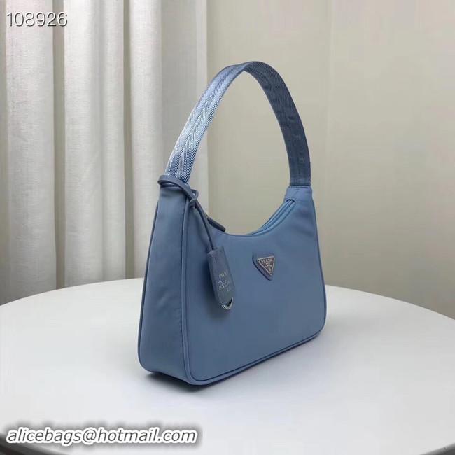 Top Design Prada Nylon tote bag 1NE515 light blue