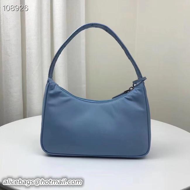 Top Design Prada Nylon tote bag 1NE515 light blue