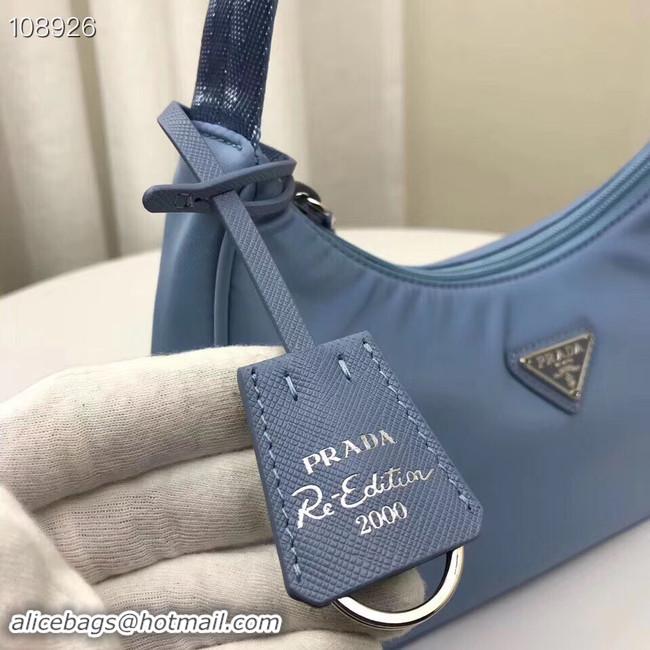 Top Design Prada Nylon tote bag 1NE515 light blue