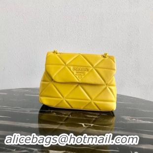 Top Grade Prada Original Lambskin Leather Shoulder Bag 1BD233 Yellow