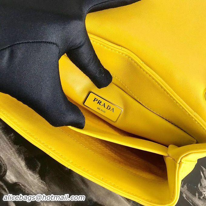 Top Grade Prada Original Lambskin Leather Shoulder Bag 1BD233 Yellow