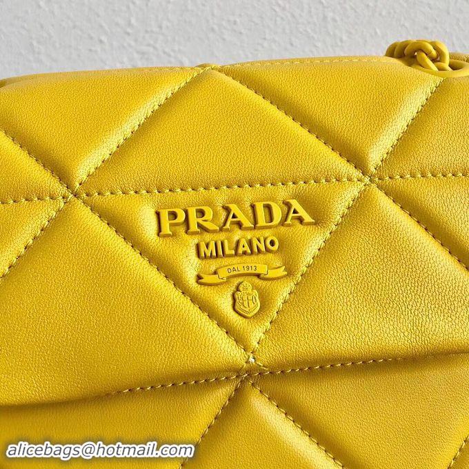 Top Grade Prada Original Lambskin Leather Shoulder Bag 1BD233 Yellow