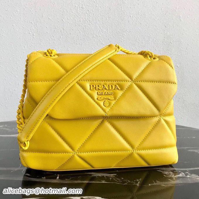 Top Grade Prada Original Lambskin Leather Shoulder Bag 1BD233 Yellow