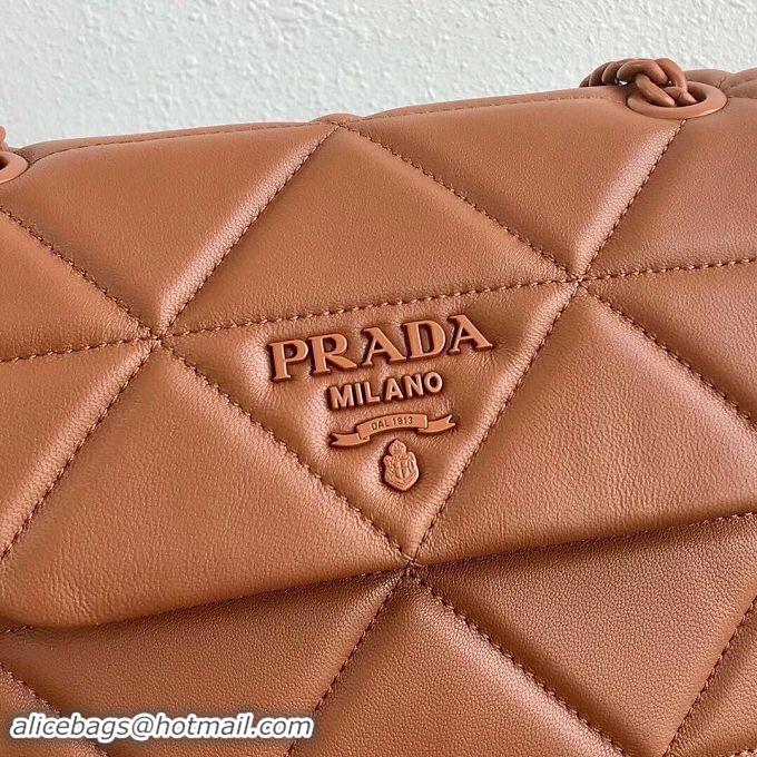 Top Quality Prada Original Lambskin Leather Shoulder Bag 1BD233 Brown