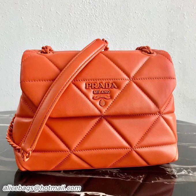 Good Product Prada Original Lambskin Leather Shoulder Bag 1BD233 Orange