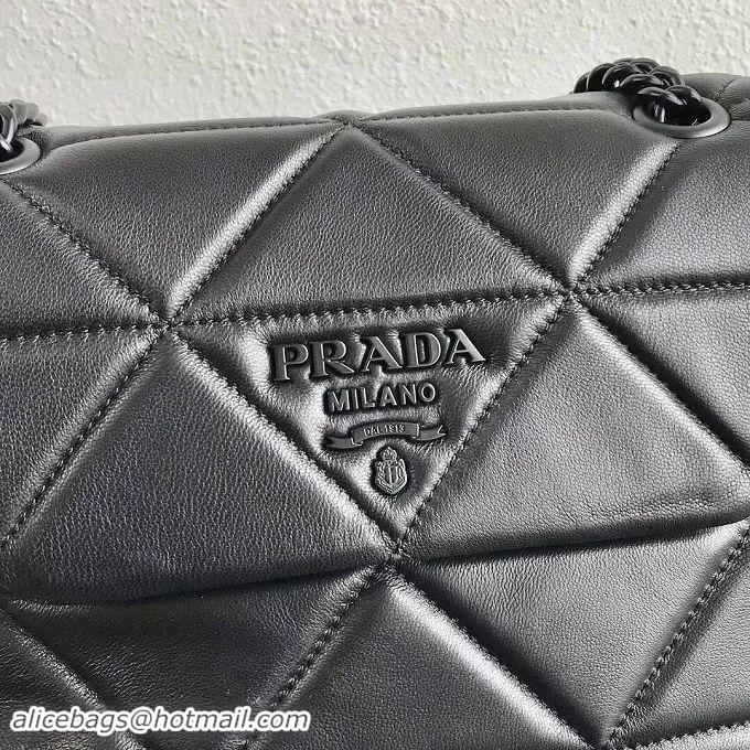 Best Product Prada Original Lambskin Leather Shoulder Bag 1BD233 Black