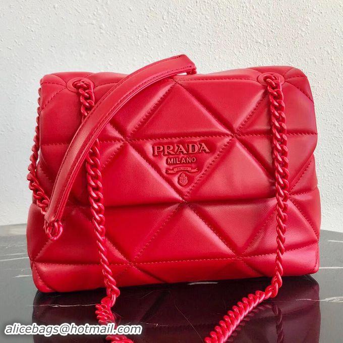 Charming Prada Original Lambskin Leather Shoulder Bag 1BD233 Red