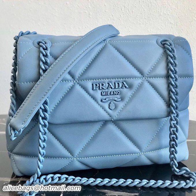 Good Taste Prada Original Lambskin Leather Shoulder Bag 1BD233 Blue