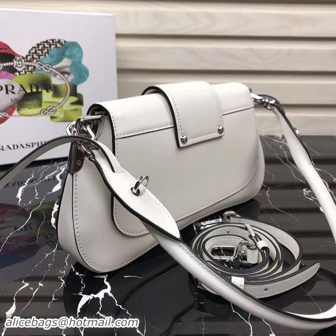 Fashion Prada Sidonie leather shoulder bag 1BD168 White