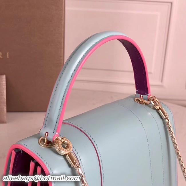 Luxury Discount Bvlgari Serpenti Forever leather small crossbody bag 70736 light blue