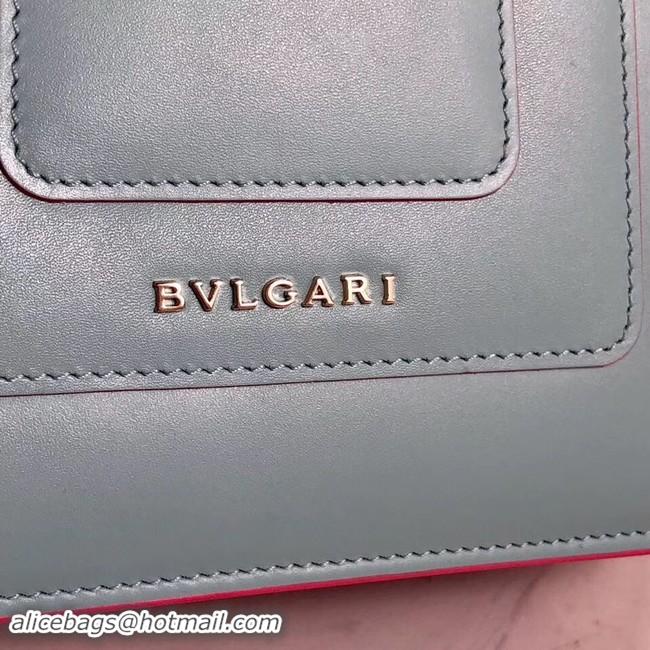 Luxury Discount Bvlgari Serpenti Forever leather small crossbody bag 70736 light blue