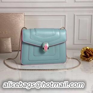 Elegant BVLGARI mini Shoulder Bag Calfskin Leather BG2283 light blue