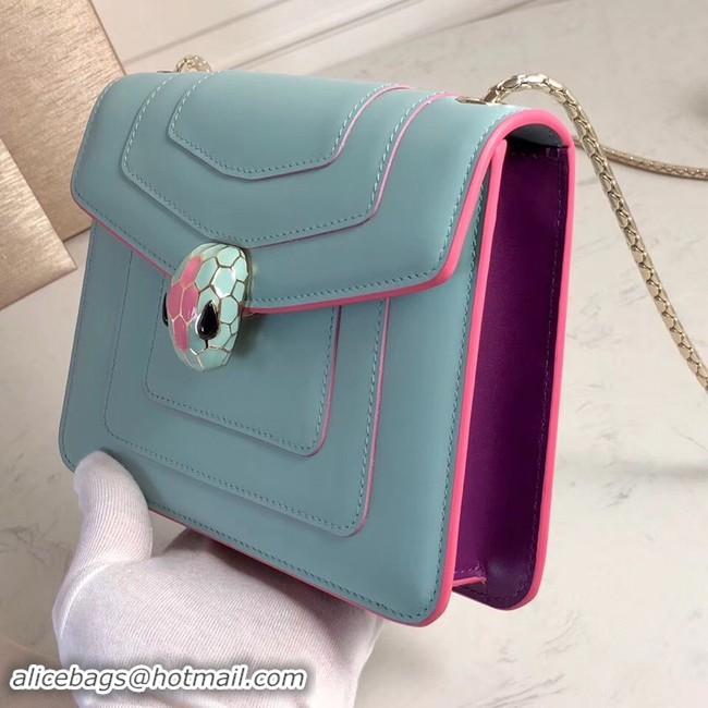 Elegant BVLGARI mini Shoulder Bag Calfskin Leather BG2283 light blue