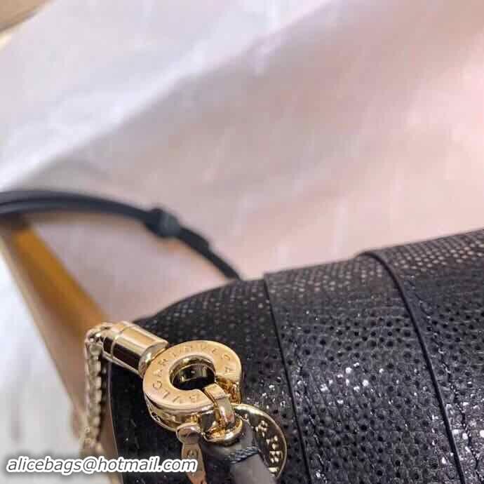 New Style BVLGARI Serpenti Forever metallic-leather shoulder bag 058962 Black