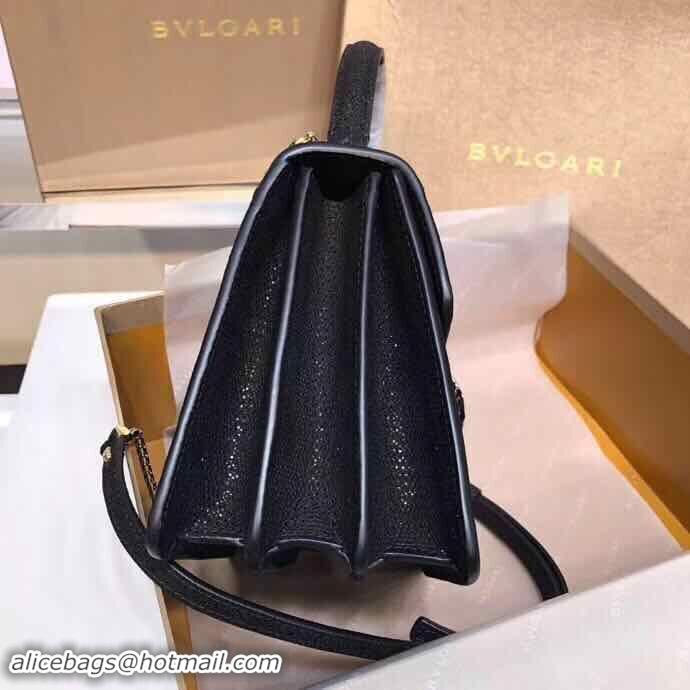 New Style BVLGARI Serpenti Forever metallic-leather shoulder bag 058962 Black