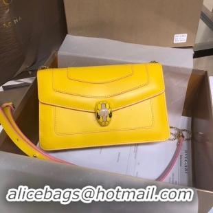 Good Quality BVLGARI Serpenti Forever metallic-leather shoulder bag 39174 yellow