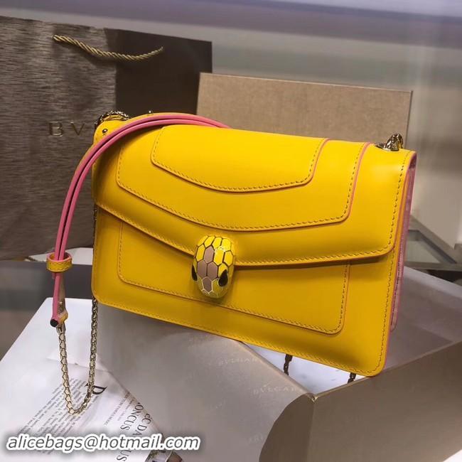 Good Quality BVLGARI Serpenti Forever metallic-leather shoulder bag 39174 yellow