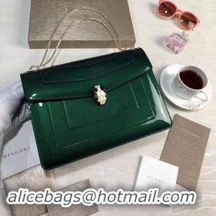 Best Luxury BVLGARI Serpenti Forever leather shoulder bag 35108 Green