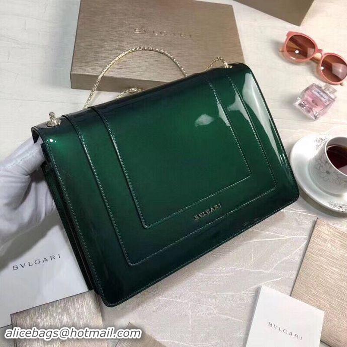 Best Luxury BVLGARI Serpenti Forever leather shoulder bag 35108 Green