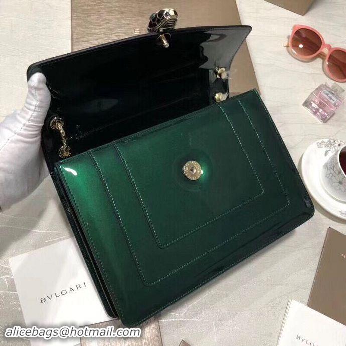 Best Luxury BVLGARI Serpenti Forever leather shoulder bag 35108 Green