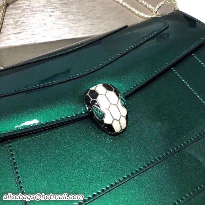 Best Luxury BVLGARI Serpenti Forever leather shoulder bag 35108 Green