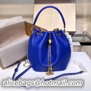 Unique Grade BVLGARI Serpenti Forever leather flap bag B287614 blue