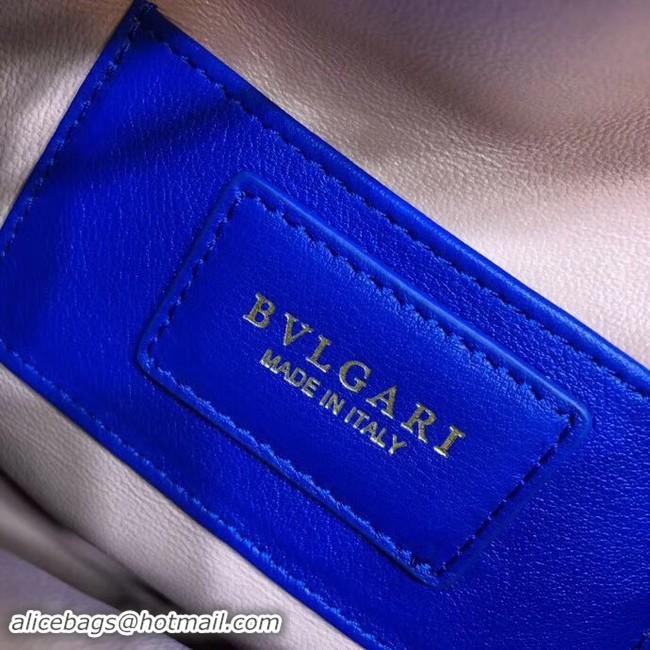 Unique Grade BVLGARI Serpenti Forever leather flap bag B287614 blue