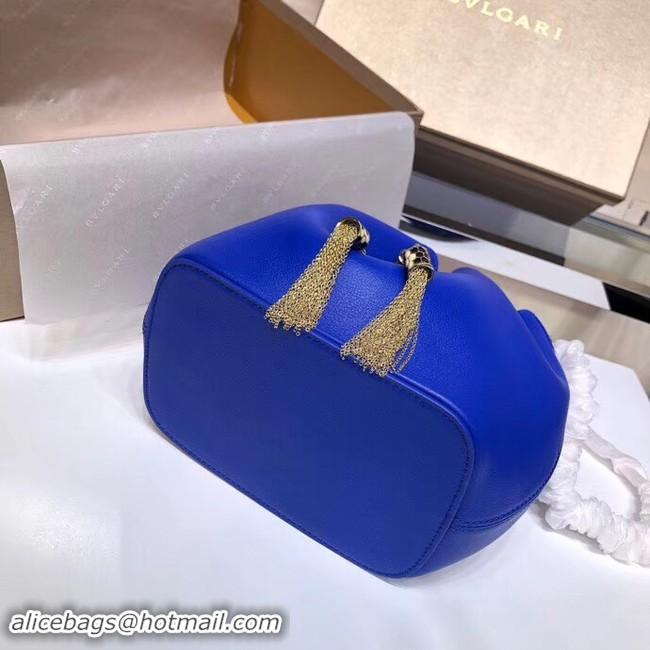 Unique Grade BVLGARI Serpenti Forever leather flap bag B287614 blue