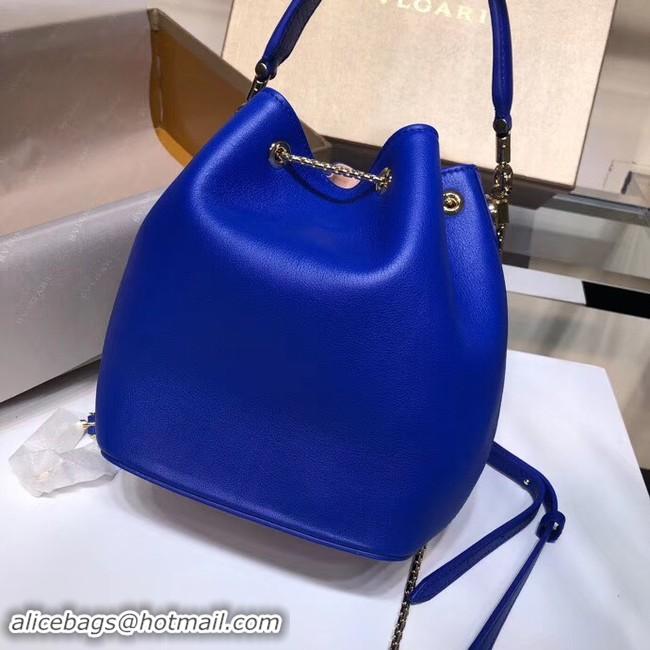 Unique Grade BVLGARI Serpenti Forever leather flap bag B287614 blue