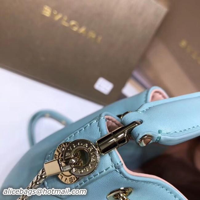 Luxury BVLGARI Serpenti Forever leather flap bag B287614 sky blue