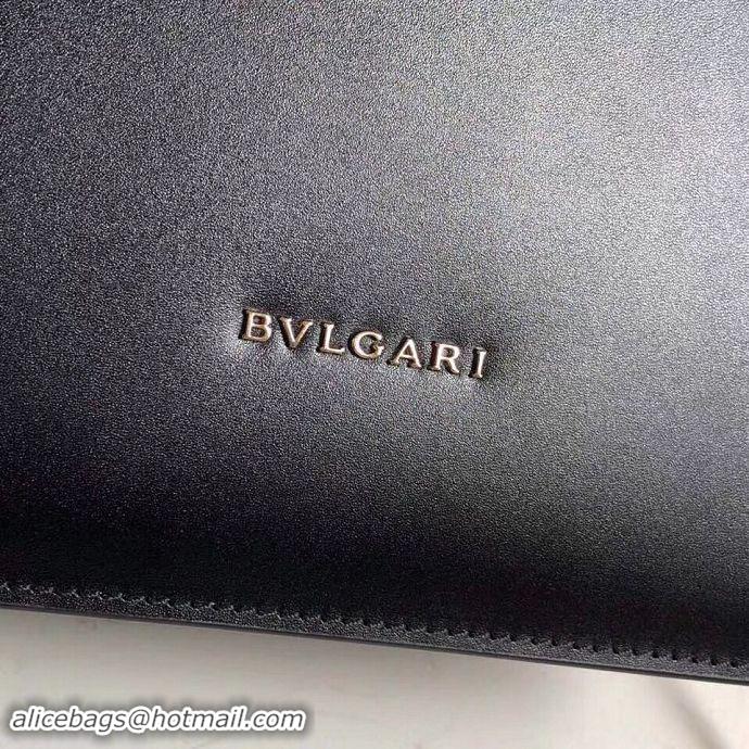 Stylish BVLGARI Serpenti Forever Devil Pearl Fish Skin Leather Shoulder Bag 058962 Black