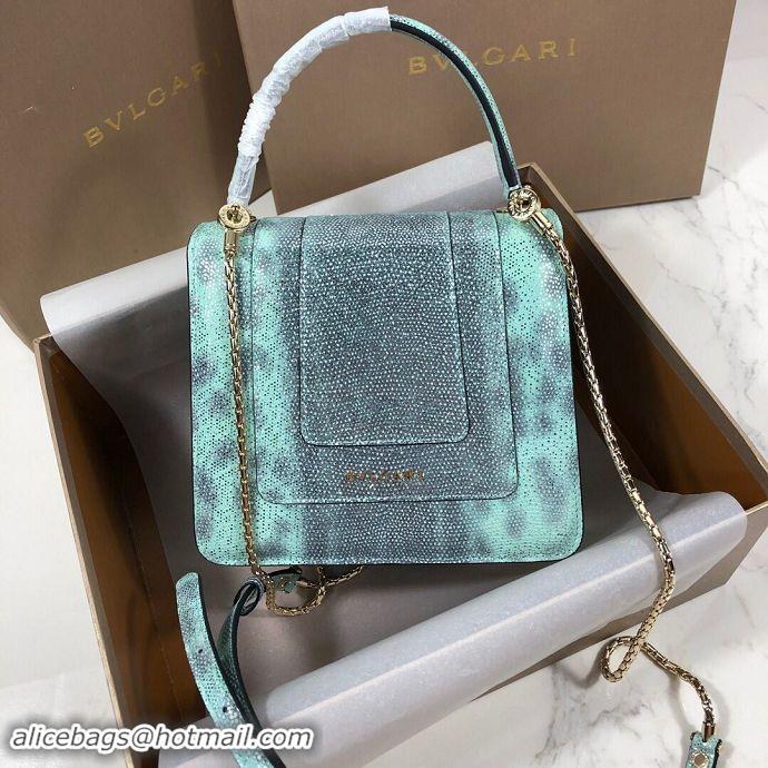 Discounts BVLGARI Serpenti Forever Metallic-leather Shoulder Bag 058962 Green&Black