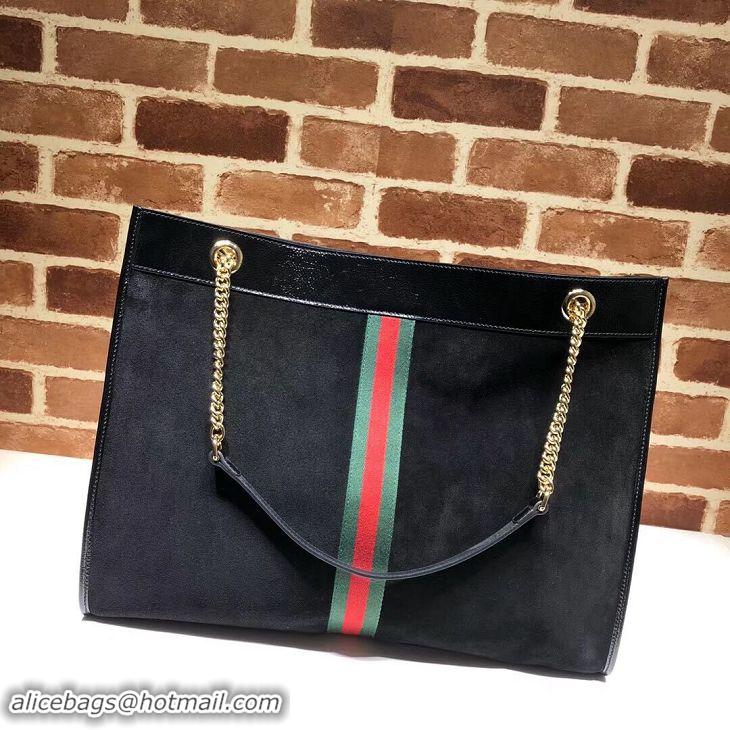 Hot Sell Gucci Suede Web Small Tote Bag 517220 Black With Tiger Head