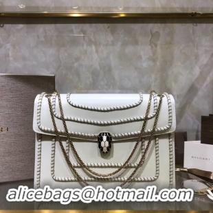 Discount BVLGARI Medium Shoulder Bag Calfskin Leather BG22890 white