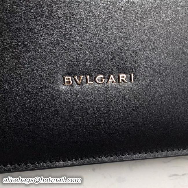 Grade Quality BVLGARI Serpenti Forever Shoulder Bag Pearl fish skin&Calfskin Leather 289013 black