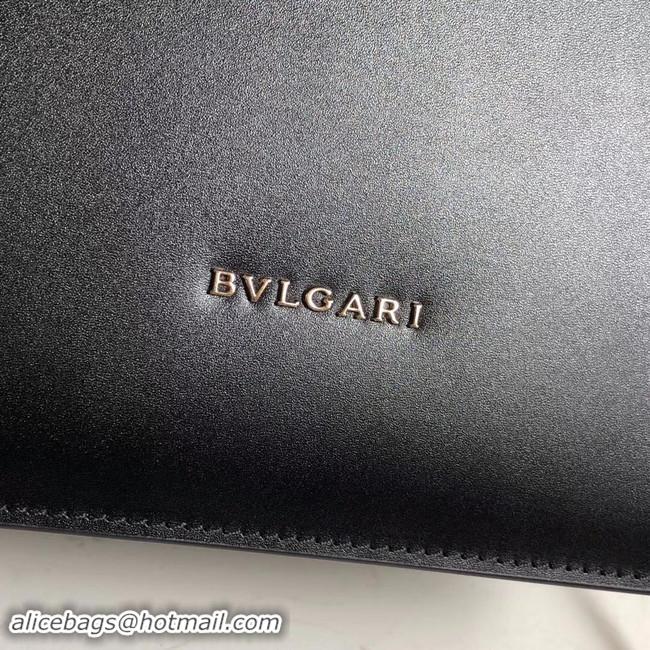 Sumptuous Bvlgari Serpenti Forever Pearl fish skin&Calfskin Leather small crossbody bag 288687 black 