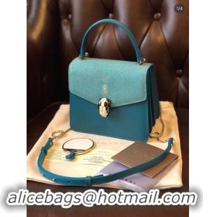 Most Popular Bvlgari Serpenti Forever Pearl fish skin&Calfskin Leather small crossbody bag 288687 blue