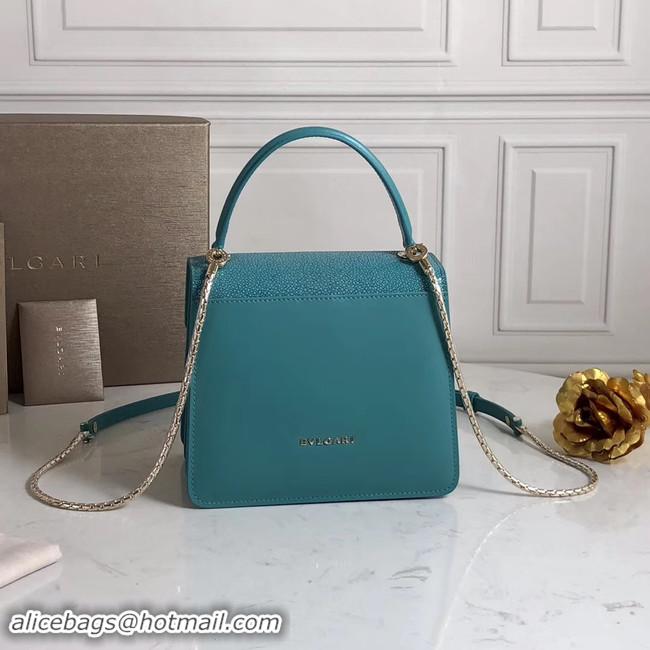 Most Popular Bvlgari Serpenti Forever Pearl fish skin&Calfskin Leather small crossbody bag 288687 blue