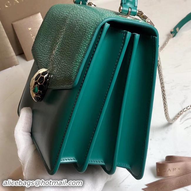 Classic Bvlgari Serpenti Forever Pearl fish skin&Calfskin Leather small crossbody bag 288687 green