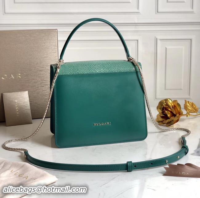 Classic Bvlgari Serpenti Forever Pearl fish skin&Calfskin Leather small crossbody bag 288687 green